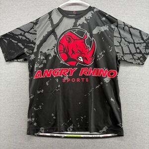 Angry Rhino Sports Mens Large T-Shirt Gray Black Camo Red Graphic Performance
